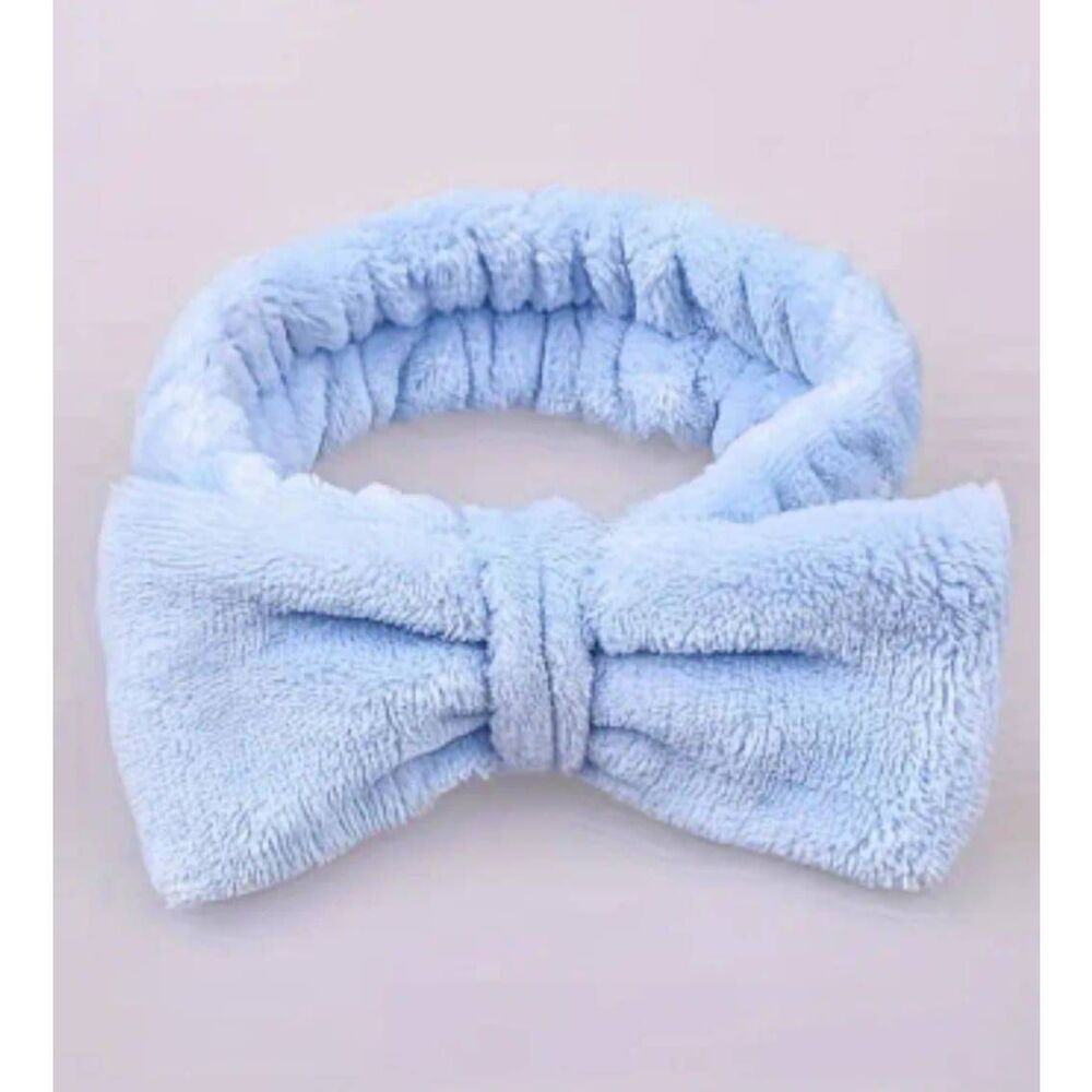 Ladies Plush Light Blue Headband for Washing Face and Make-Up